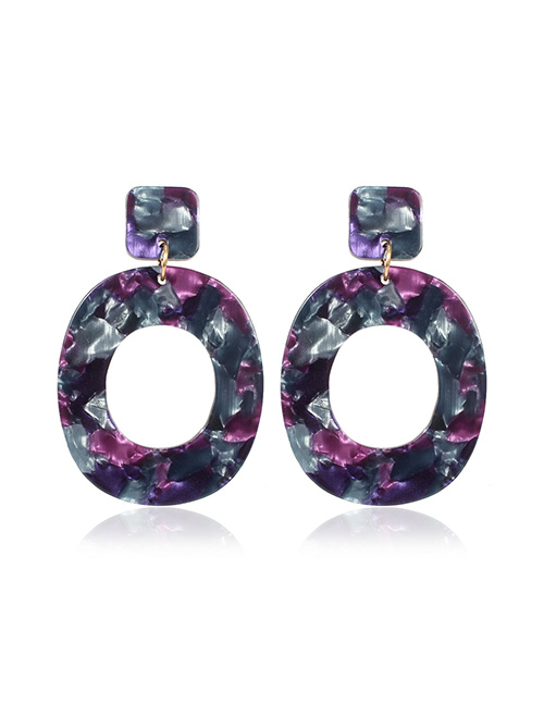 Fashion Purple Acrylic Geometric Oval Earrings