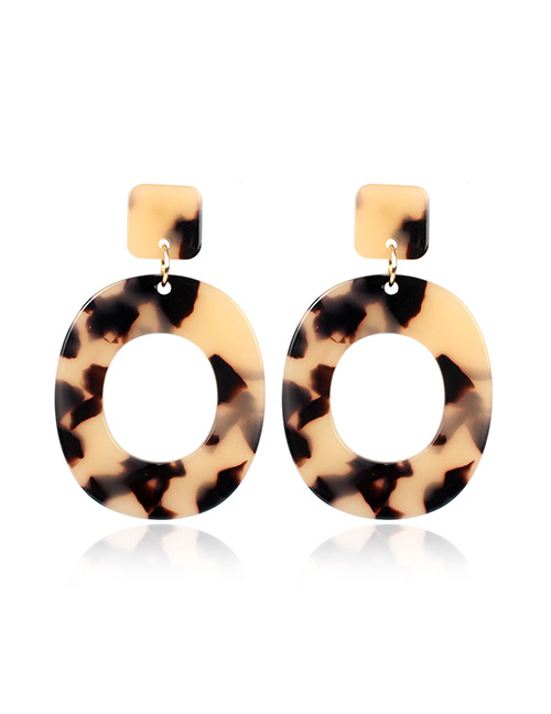 Fashion Brown Acrylic Geometric Oval Earrings