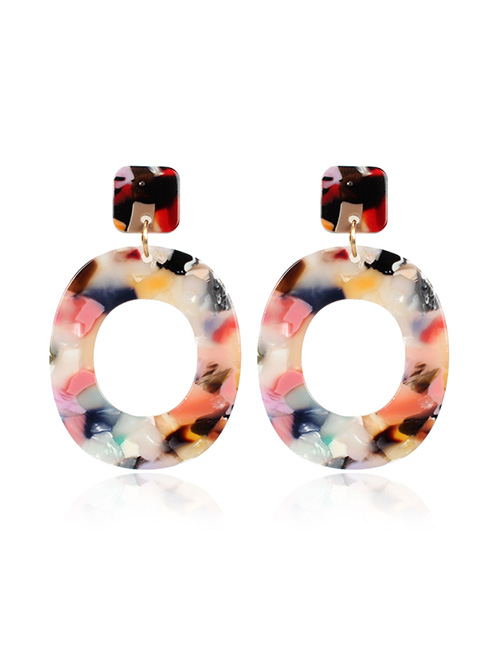 Fashion Color Mixing Acrylic Geometric Oval Earrings