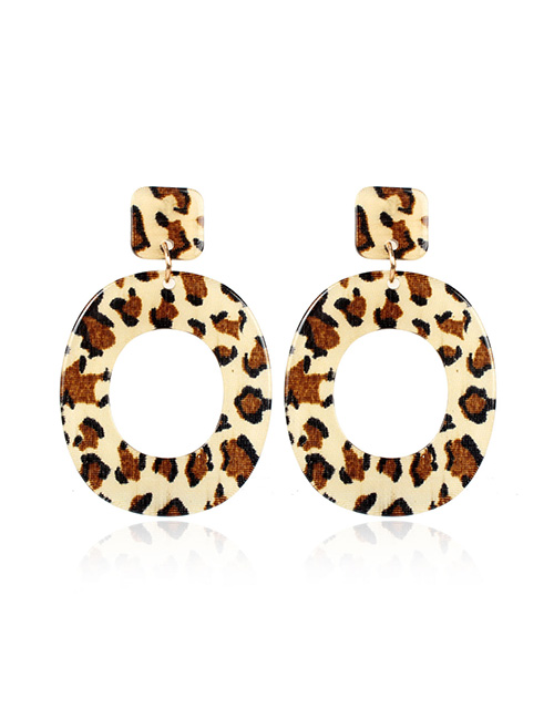Fashion Leopard Acrylic Geometric Oval Earrings