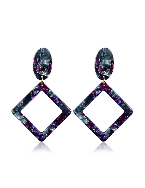 Fashion Purple Square Acrylic Stud Earrings