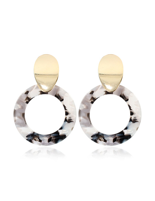 Fashion Black And White Round Acrylic Earrings