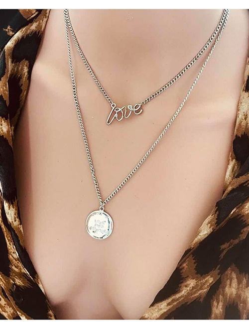Fashion White K Letter Love Multi-layer Necklace