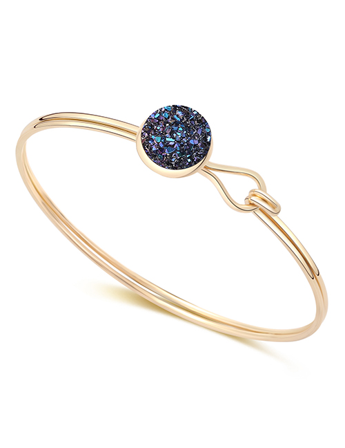 Fashion Gold + Dark Blue Round Fish Scale Bracelet
