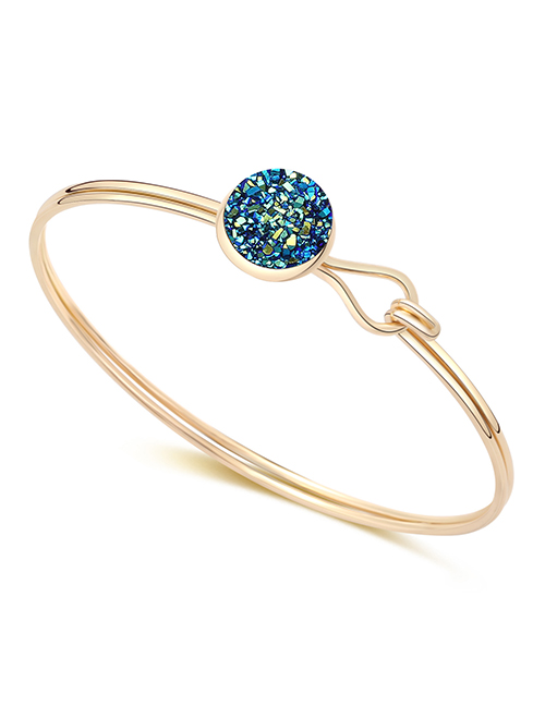 Fashion Gold + Blue Round Fish Scale Bracelet