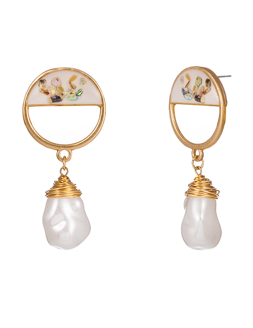 Fashion Gold Shell Woven Shaped Pearl Earrings