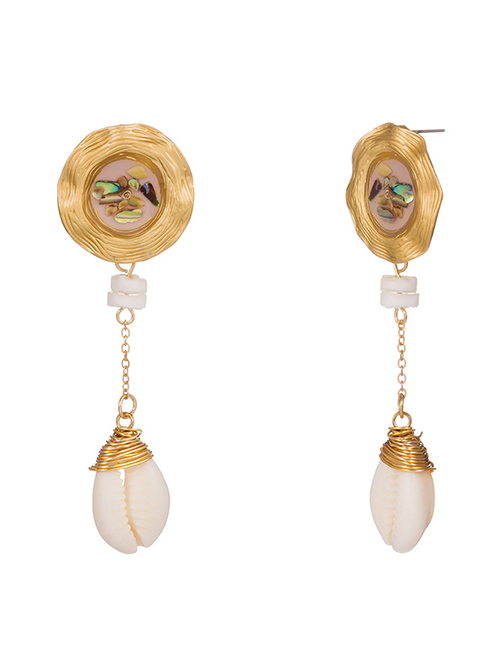 Fashion Gold Drops Of Oil Shells Wrapped In Natural Shell Earrings
