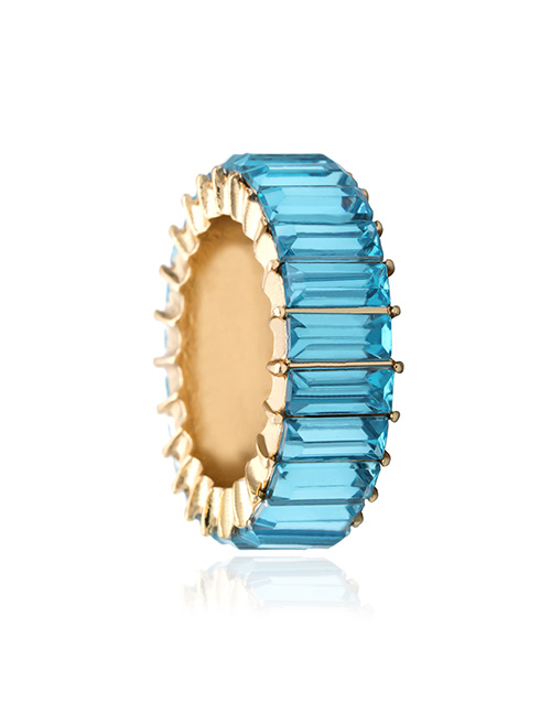 Fashion Blue Geometric Acrylic Square Zircon Ring