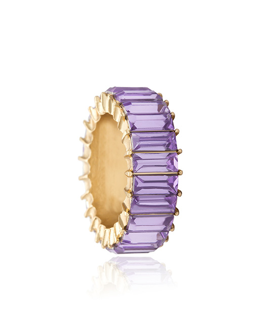 Fashion Purple Geometric Acrylic Square Zircon Ring