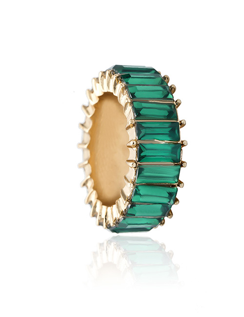 Fashion Green Geometric Acrylic Square Zircon Ring