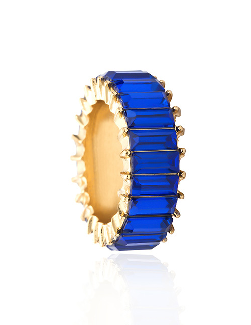 Fashion Royal Blue Geometric Acrylic Square Zircon Ring