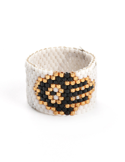 Fashion White Palm Totem Rice Beads Woven Ring