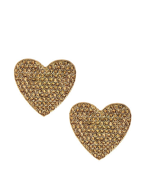 Fashion Champagne Alloy Diamond Heart Earrings