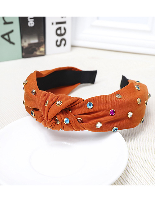 Fashion Orange Cloth Knotted Color Diamond Headband