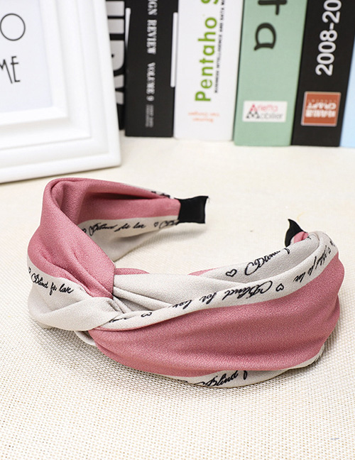 Fashion Pink Letter Color Matching Wide Side Knotted Headband