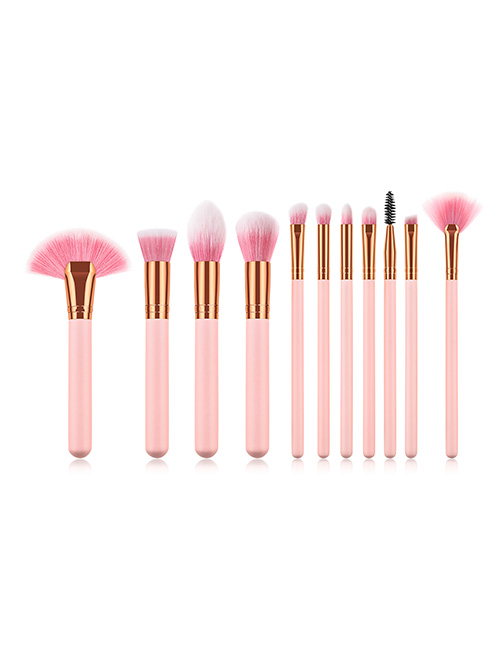 Fashion Pink Gold 11-piece Fan-shaped Makeup Brush