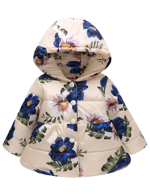 Fashion 1 Meter Bottom Blue Flower Hooded Printed Button Children's Cotton Clothes