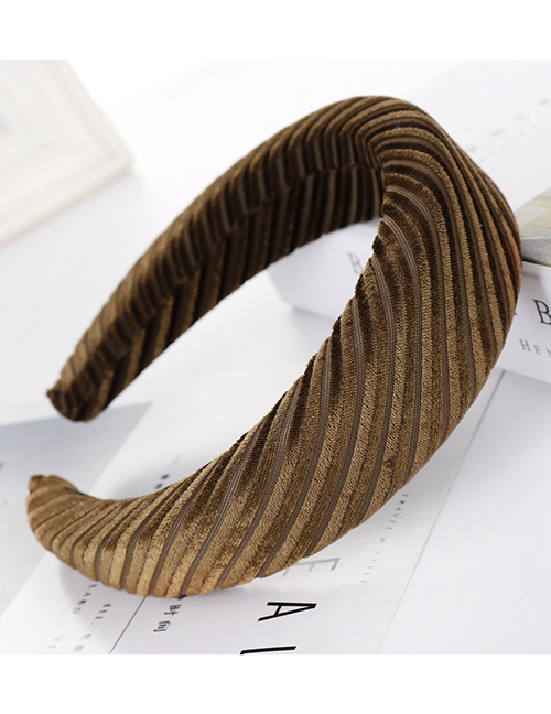 Fashion Golden Coffee Strip Sponge Wide-brimmed Headband