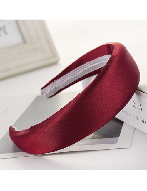 Fashion Wine Red Light Plate Satin Sponge Wide-brimmed Headband