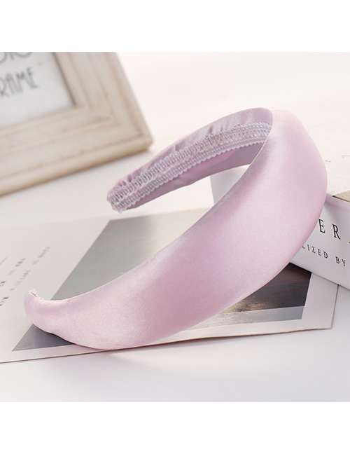 Fashion Pink Light Plate Satin Sponge Wide-brimmed Headband