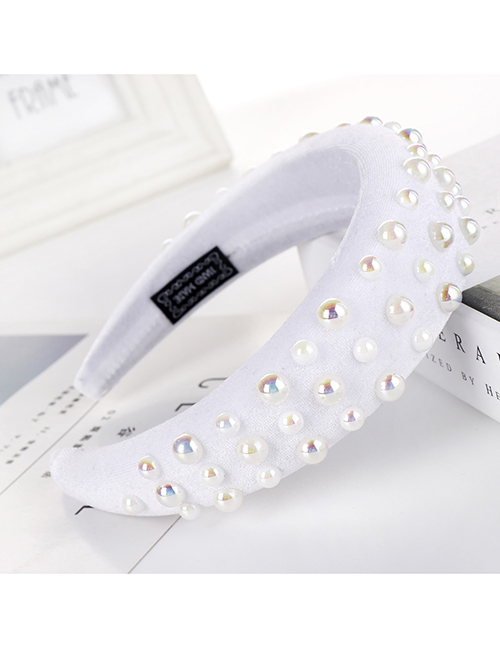 Fashion White Brightness Pearl Sponge Beads Headband