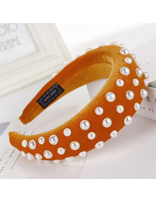 Fashion Orange Brightness Pearl Sponge Beads Headband
