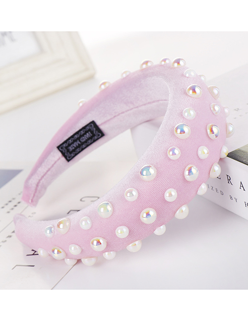 Fashion Pink Brightness Pearl Sponge Beads Headband