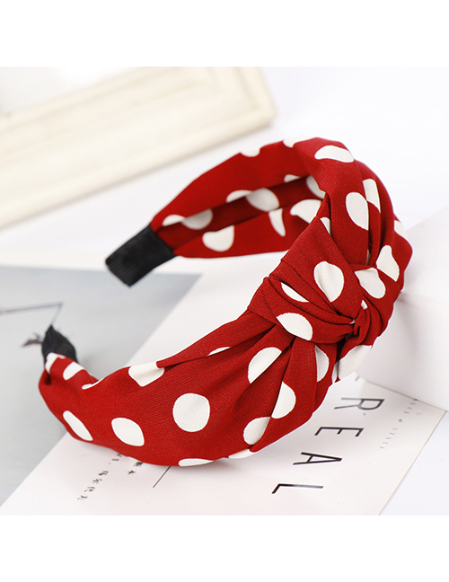 Fashion Red Chiffon Dot Wide-width Cross-stitched Headband