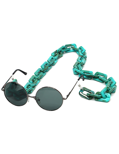 Fashion Lake Green Resin Acrylic Square Anti-stone Environmental Protection Glasses Chain