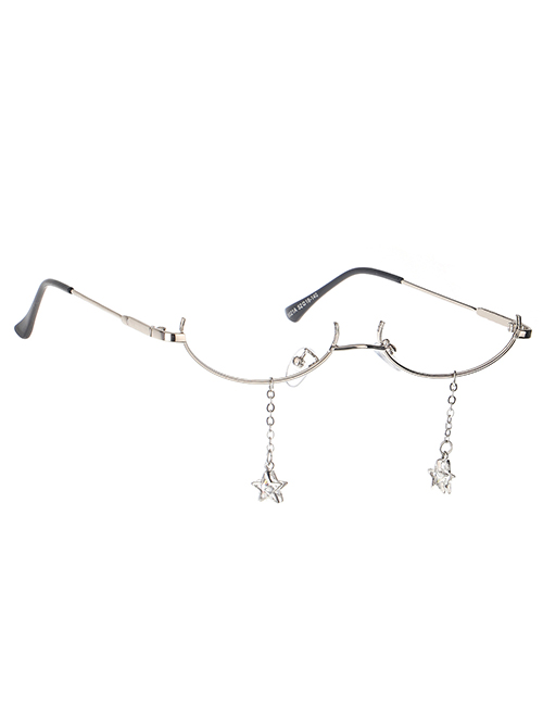 Fashion Silver Glasses Star Zircon Lensless Glasses Frame