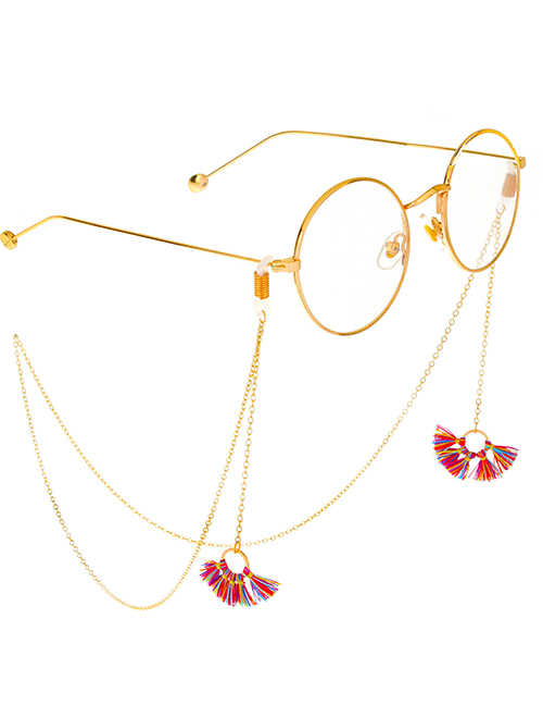 Fashion Gold Metal Fringed Fan-shaped Glasses Chain