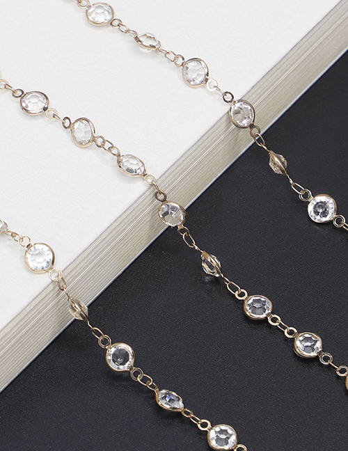 Fashion Gold With Transparent Transparent Glass Bead Chain