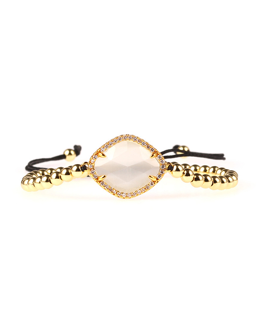 Fashion Gold Imitation Opal Diamond Rhodium Crystal Gold-plated Solid Copper Bead Woven Bracelet