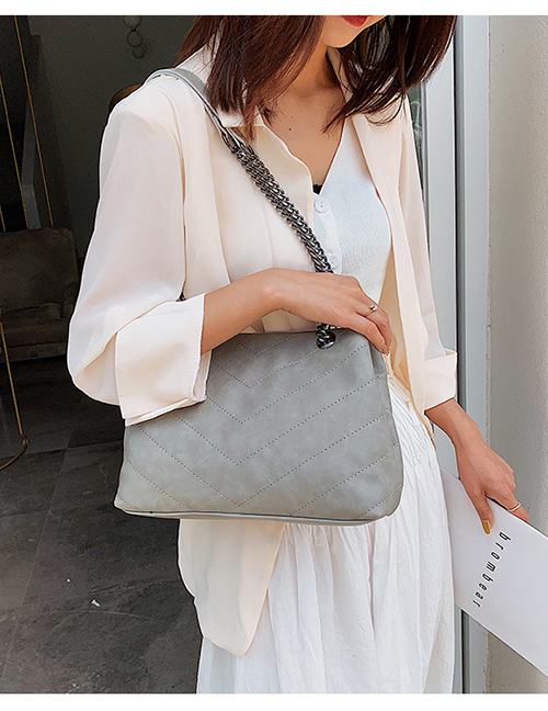 Fashion Light Grey Large-capacity Shoulder Bag Chain Bag