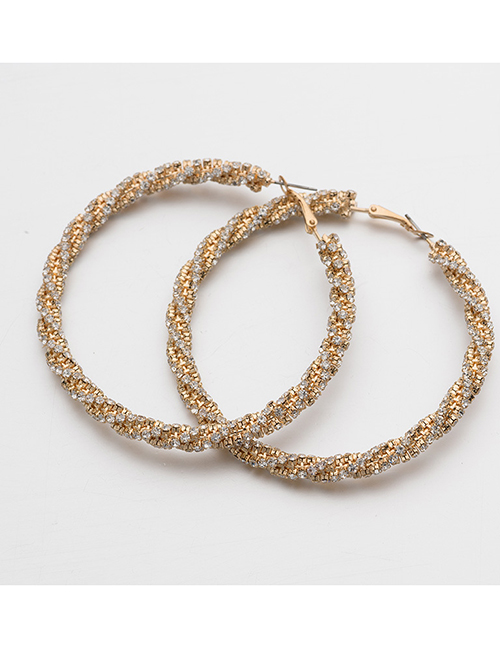 Fashion Gold Spiral Hollow Diamond Earrings