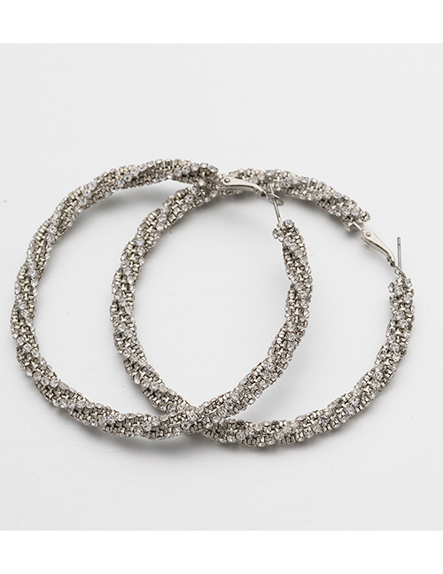 Fashion Silver Spiral Hollow Diamond Earrings