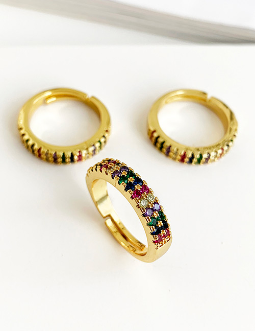 Fashion Gold Copper Inlaid Zircon Ring (1PCS)