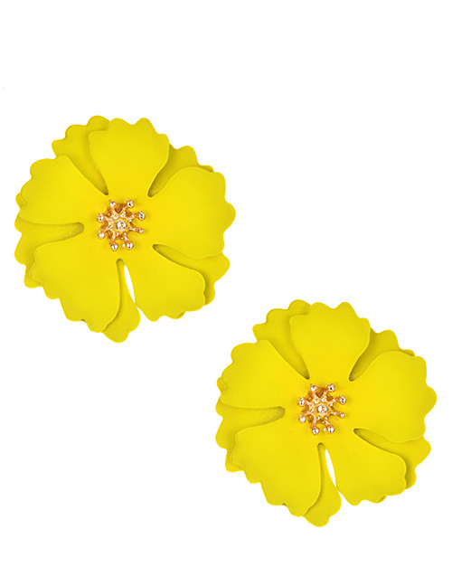 Fashion Yellow Alloy Flower Earrings