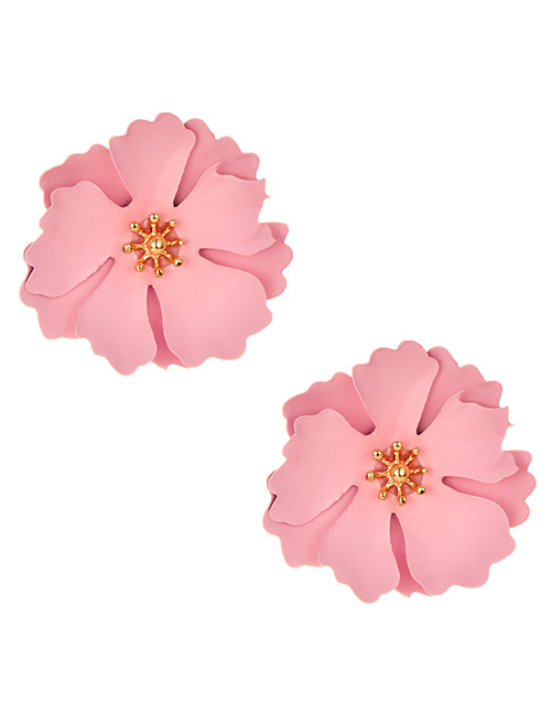 Fashion Pink Alloy Flower Earrings