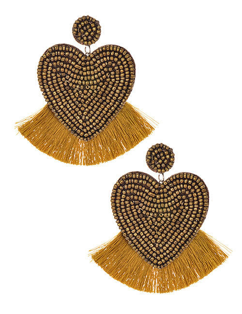 Fashion Gold Love Rice Beads Tassel Earrings