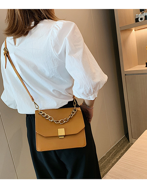 Fashion Brown Chain Lock Single Shoulder Diagonal Handbag