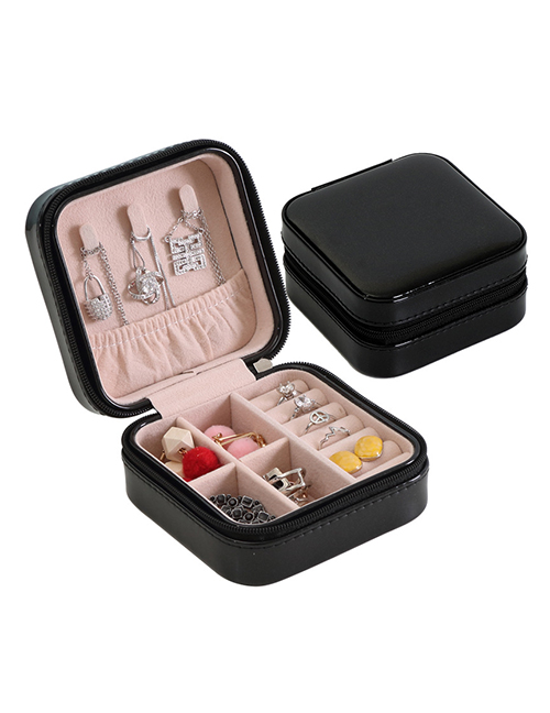 Fashion Black Pu Single Layer Jewelry Box