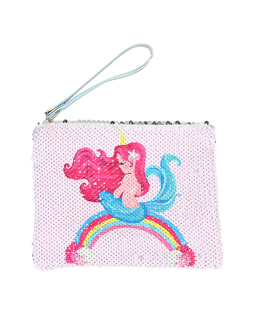 Fashion Rainbow Mermaid Sequined Unicorn Cartoon Print Sequins Hand Bag