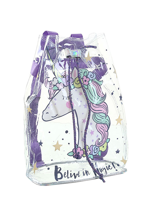 Fashion Violet Transparent Cartoon Pvc Beam Backpack