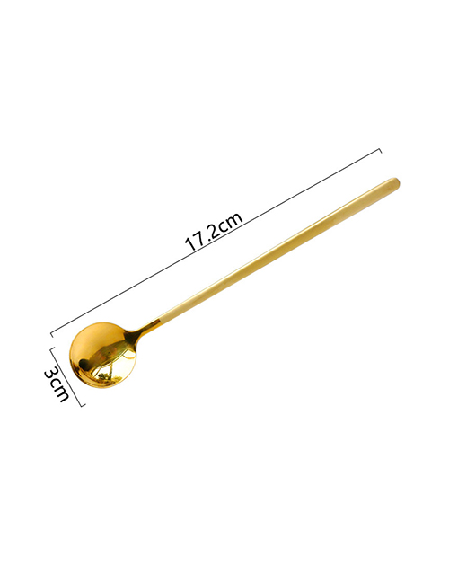 Fashion 17cm Long Handle Titanium Gold Spoon 304 Stainless Steel Dessert Spoon