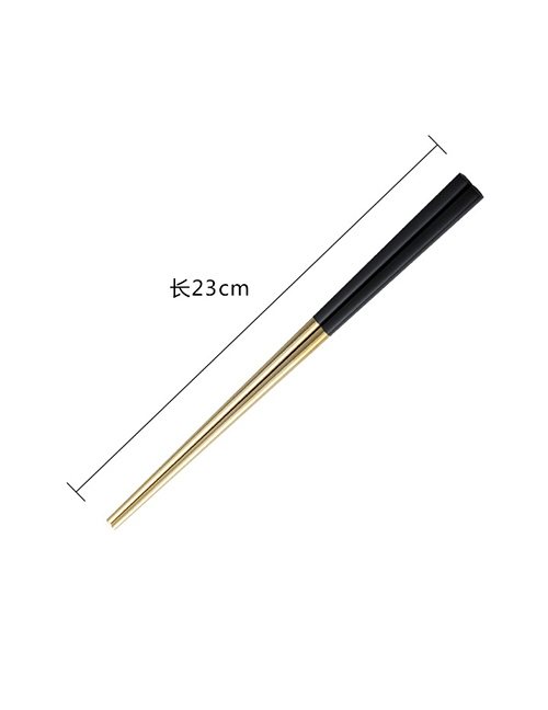 Fashion Black Gold Chopsticks 304 Stainless Steel Black Titanium Gold Square Anti-hot Chopsticks Set
