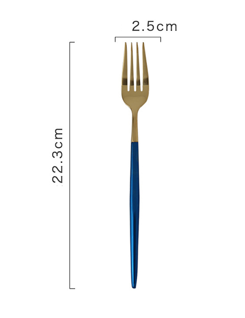 Fashion Blue Gold Fork 304 Stainless Steel Titanium Plated Cutlery Cutlery 4 Piece Set