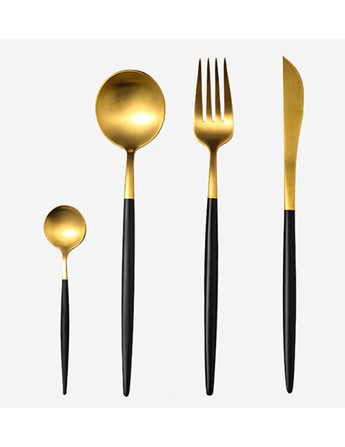 Fashion Black Gold 4 Piece Set (cutlery Spoon + Coffee Spoon) 304 Stainless Steel Cutlery Cutlery Set