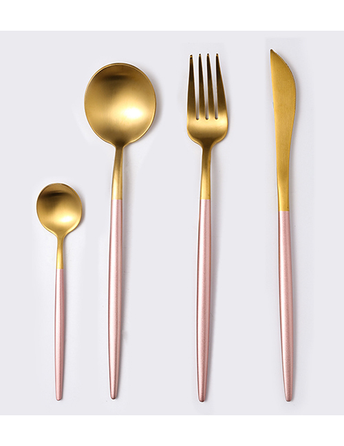 Fashion Powder Gold 4 Piece Set (cutlery Spoon + Coffee Spoon) 304 Stainless Steel Cutlery Cutlery Set
