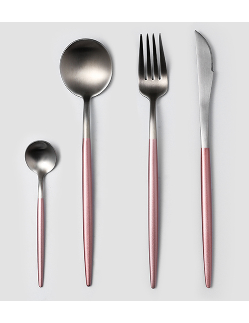 Fashion Red Silver 4 Piece Set (cutlery Spoon + Coffee Spoon) 304 Stainless Steel Cutlery Cutlery Set